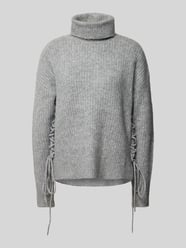 Comfort Fit Rollkragenpullover mit seitlicher Schnürung Modell 'RADNA' von Pieces Grau - 14