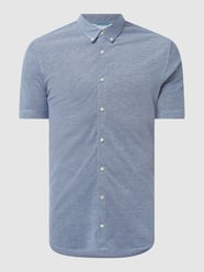 Slim Fit Business-Hemd aus Piqué - 'Futureflex' von Pierre Cardin Blau / Türkis - 38