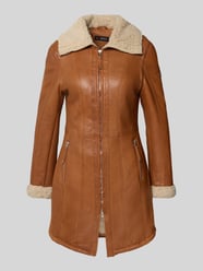 Leren jack met voering van teddybont van Cabrini - 9