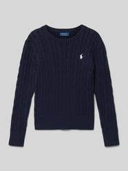 Sweter z dzianiny ze ściegiem warkoczowym i okrągłym dekoltem od Polo Ralph Lauren Teens - 36