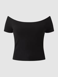 Off-Shoulder-Shirt mit Rippenstruktur  von URBAN CLASSICS Grau / Schwarz - 36