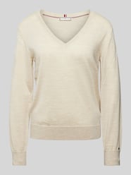 Strickpullover aus Wolle mit V-Ausschnitt von Tommy Hilfiger Beige - 26