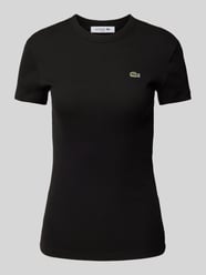 Slim Fit T-Shirt mit Label-Patch von Lacoste Sport Schwarz - 32