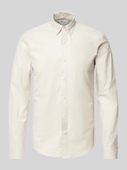 Slim fit vrijetijdsoverhemd met knoopsluiting, model 'Oxford' van Lindbergh Beige - 38