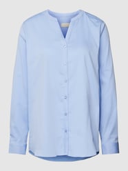 Bluse mit Tunikakragen in unifarbenem Design von Milano Italy Blau - 44