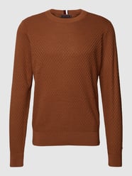 Strickpullover mit Strukturmuster Modell 'GINGHAM' von Tommy Hilfiger Braun - 33