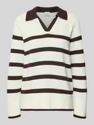 Sweter w paski z kołnierzykiem polo od Stefanel - 11