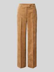 Wide fit corduroy broek met persplooien, model 'September' van comma - 11