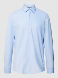Business-Hemd in unifarbenem Design mit Sportmanschetten von BOSS Blau - 13