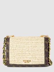 Torba na ramię z efektem plecionki model ‘ABEY CROSSBODY FLAP’ od Guess Brązowy - 6