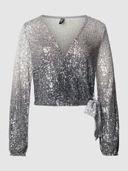 Blusenshirt mit Paillettenbesatz Modell 'DELPHIA' von Pieces Grau - 4