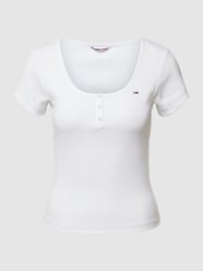 T-shirt met korte knoopsluiting van Tommy Jeans Wit - 37