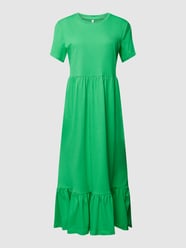 Mini-jurk met geribde ronde hals, model 'PEPLUM' van Only Groen - 33