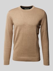 Regular Fit Strickpullover aus reiner Baumwolle mit Rundhalsausschnitt von Tom Tailor Beige - 32