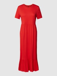 Midikleid mit geripptem Rundhalsausschnitt Modell 'PEPLUM' von Only Rot - 19