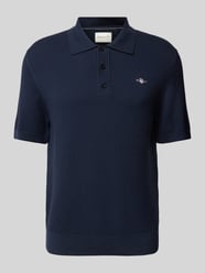 Regular Fit Poloshirt mit Label-Stitching von Gant Blau - 3
