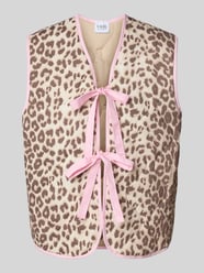 Regular Fit Weste aus Baumwoll-Leinen-Mix Modell 'ROMI' von VILLA SOPHIE Beige - 5