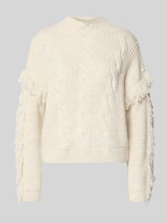 Sweter z dzianiny o kroju regular fit z frędzlami model ‘HOLLY’ od ONLY - 20
