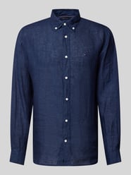 Regular Fit Leinenhemd mit Button-Down-Kragen von Tommy Hilfiger Blau - 43