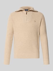 Strickpullover mit Troyer-Kragen und Label-Stitching von Polo Ralph Lauren Beige - 41