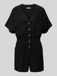 Jumpsuit aus Leinen-Viskose-Mix mit Knopfleiste von Tom Tailor Denim Schwarz - 6