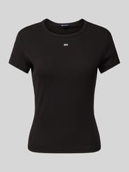 Slim Fit T-Shirt mit Label-Stitching von Tommy Jeans Schwarz - 36