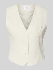 Linnen gilet met V-hals, model 'ELLA' van VILLA SOPHIE Beige - 2