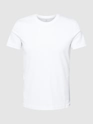 T-shirt z prążkowanym okrągłym dekoltem od Desoto Biały - 24