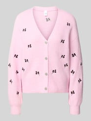 Kardigan rozpinany o kroju relaxed fit z dodatkiem wełny model 'Fleur' od YAS Fuksjowy - 20