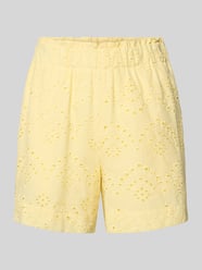 Bermudy o kroju loose fit z haftem angielskim model 'VILDE' od PIECES - 3