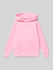 Bluza z kapturem z nadrukiem z logo Model 'SOHO' od JACK & JONES Fuksjowy - 5