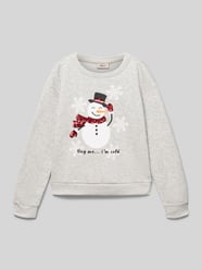 Regular fit sweatshirt van een mix van katoen en viscose, model 'YDA LIFE XMAS' van Only - 11