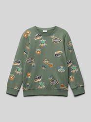 Sweatshirt met ribboorden, model 'NENNO' van Name It Groen - 12