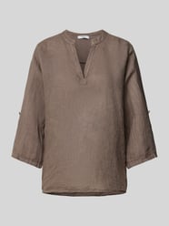 Bluse aus Leinen mit 3/4-Arm Modell 'LUCIA' von ZABAIONE Braun - 20