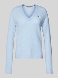 Pullover mit abgerundetem V-Ausschnitt Modell 'SOFT WOOL' von Tommy Hilfiger Blau - 12