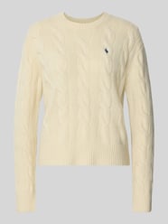 Gebreide pullover met kabelpatroon en ronde hals van Polo Ralph Lauren Beige - 38