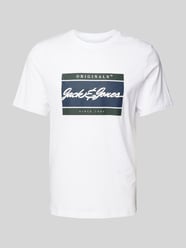 T-Shirt mit Label-Print Modell 'WAYNE' von Jack & Jones Weiß - 32