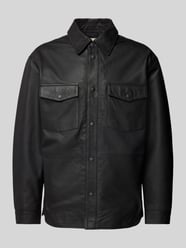 Lederjacke mit Kentkragen Modell 'SERGE' von Jack & Jones Premium Schwarz - 40