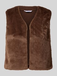 Kamizelka o kroju regular fit ze sztucznego futra w jednokolorowy design od ZABAIONE - 36