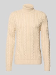 Slim Fit Strickpullover mit Baumwoll-Anteil Modell 'Callum' von JACK & JONES Premium Beige - 20