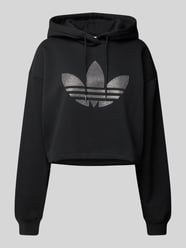 Cropped Hoodie mit Kapuze von adidas Originals Schwarz - 37