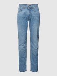 Tapered Fit Jeans aus Baumwolle mit Label-Patch Modell 'Lyon' von Pierre Cardin Blau / Türkis - 10