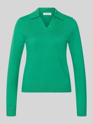 Bluzka z długim rękawem o kroju regular fit z Mieszanka wiskozy z kołnierzykiem polo od Christian Berg Woman - 3