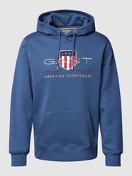 Hoodie mit Label-Stitching und Känguru-Tasche von Gant Blau - 38