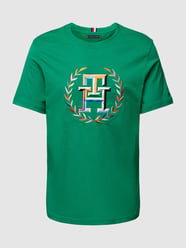 Regular Fit T-Shirt mit Label-Stitching von Tommy Hilfiger Grün - 40