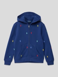 Sweatjacke mit Logo-Muster von Polo Ralph Lauren Kids Blau - 25