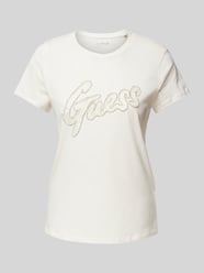T-Shirt mit Label-Strasssteinbesatz von Guess Beige - 48