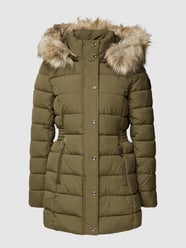 Gewatteerde lange jas met afneembare capuchon, model 'LUNA QUILTED COAT' van Only Groen - 47