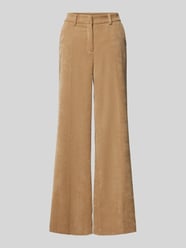 Wide leg corduroy broek met riemlussen van Cambio Bruin - 19