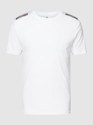 T-shirt z prążkowanym okrągłym dekoltem od Moschino Swim + Underwear Biały - 20